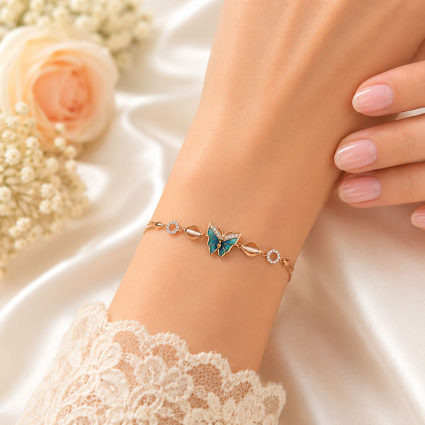 Green zirconia A++ Butterfly 925 bracelet